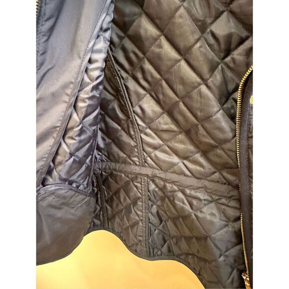ZARA Basic Navy Blue Quilted Vest With Gold Zipper and Buttons Size Medium - Picture 4 of 5